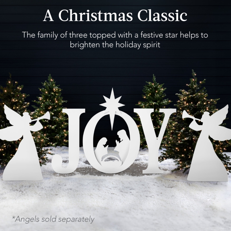Yard Sign, Illuminated JOY, Nativity Silhouette, Outdoor