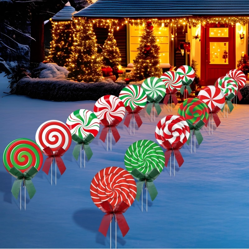 Yard Sign Peppermint Swirl Candy Shape Whimsical Candy Land Yard Display