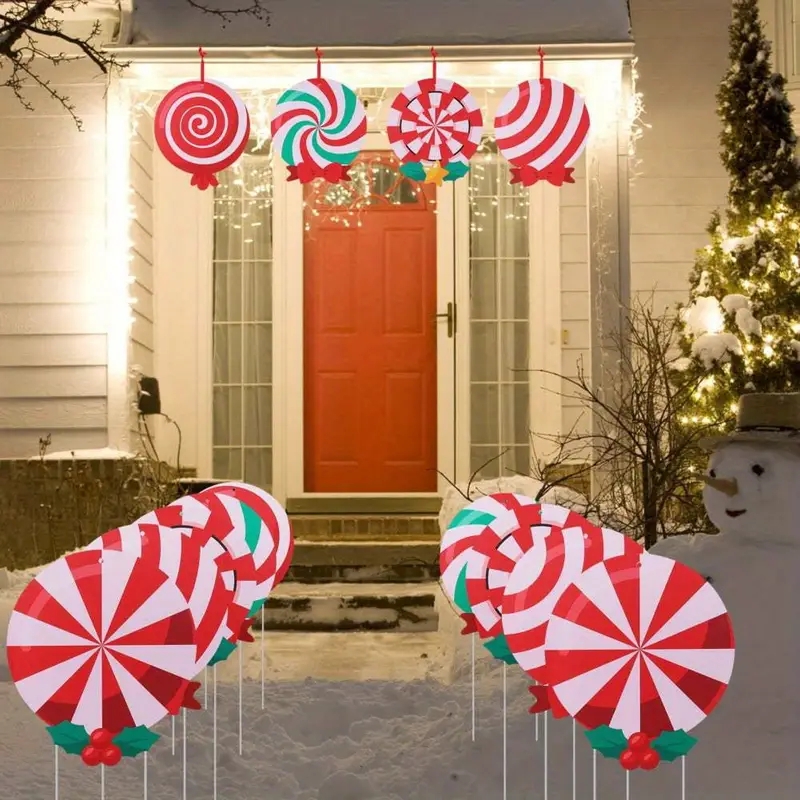 Yard Signs Peppermint Swirl Lollipop Shape Multi Pack Candy Themed Decor