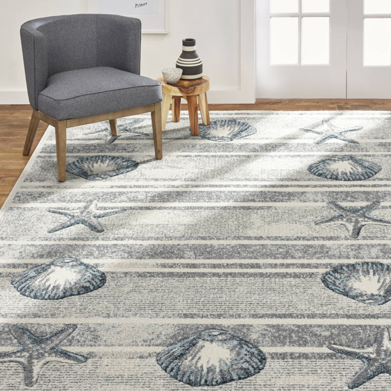Abstract Area Rug: Soft Light Blue Watercolor Wash
