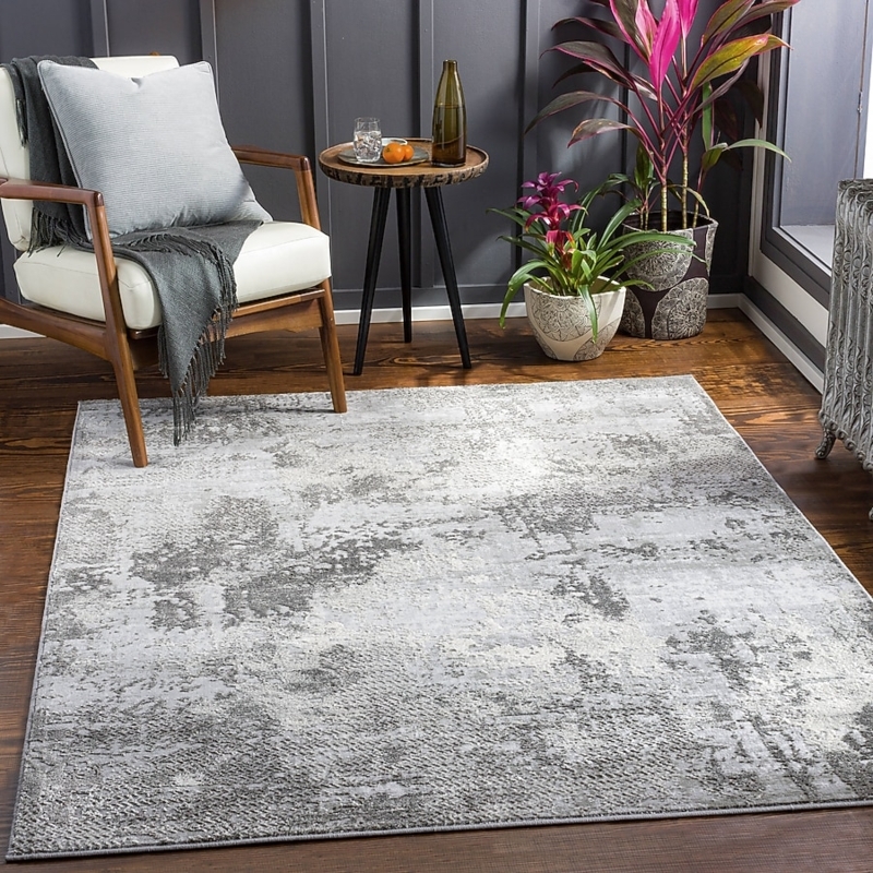Abstract Glacial Area Rug, Marble Pattern. Low Pile Finish.