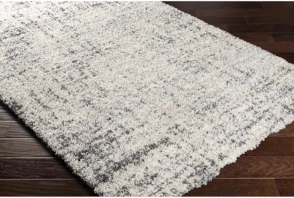 Abstract Grey Shag Rug Swirl Pattern High Pile Plush Texture