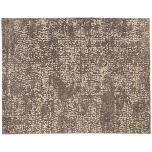 Abstract Marbled Area Rug Cream Grey Low Pile Modern
