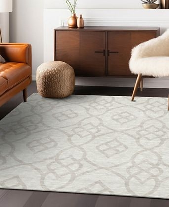 Abstract Painterly Area Rug with Gold Accents & Low Pile