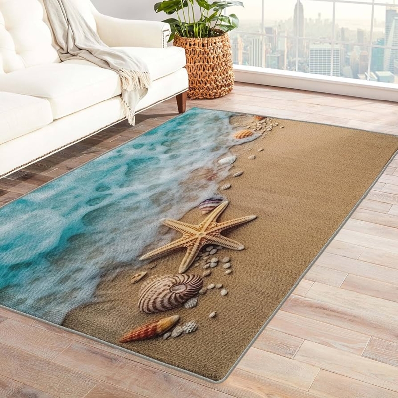Accent Rug: Photorealistic Starfish Print for Entryway