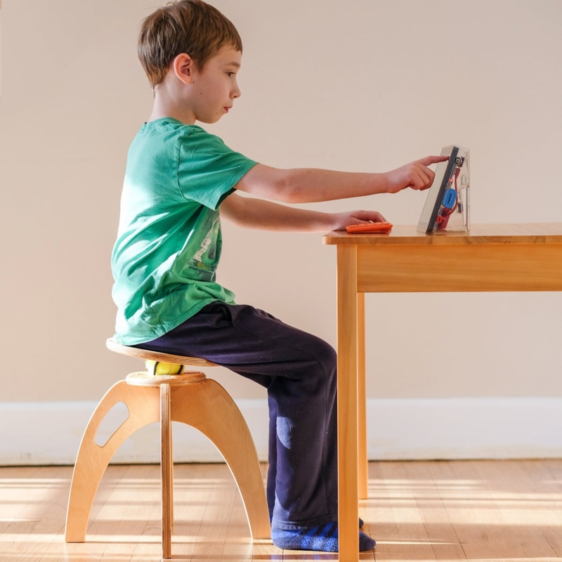 Active Sitting Kids Stool with Tripod Silhouette and Charcoal Gray Seat