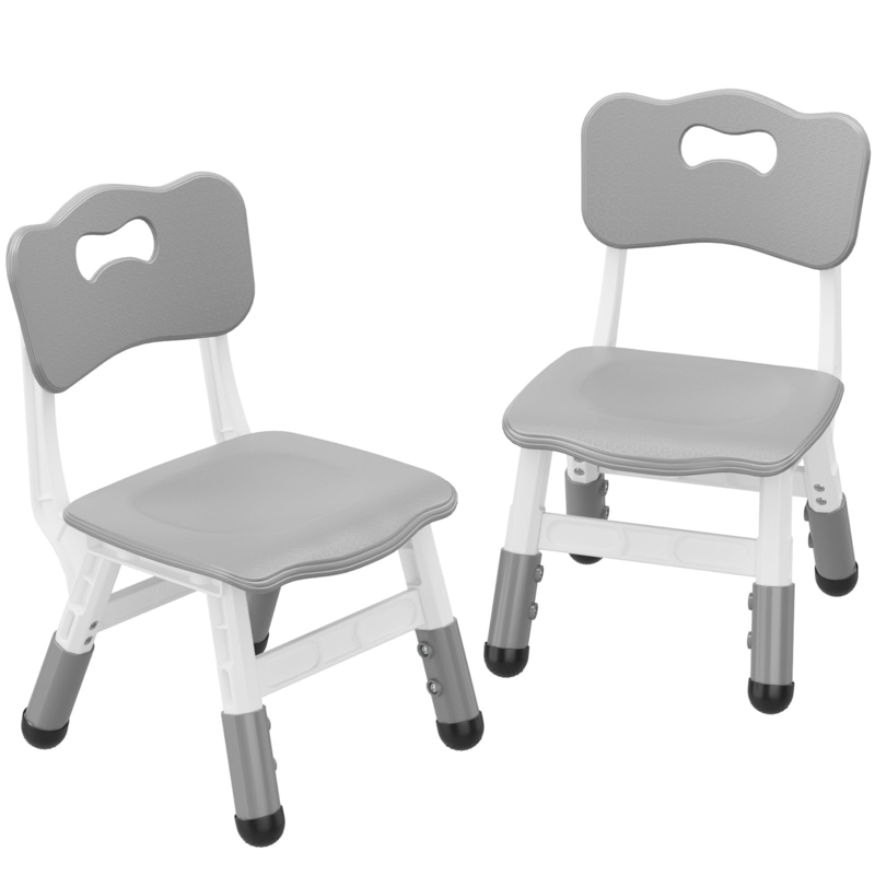 Adjustable Height Kids Chair Set in Blue and Pink with Cutout Handle