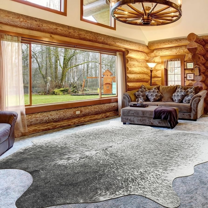 Amazon.com: Rtizon Cow Hide Rug for Living Room, Washable Cowhide Rug,  Large Faux Animal Skin Rugs, Non-Slip Cow Print Area Rugs, 6x7 Feet Cowhide  Rugs for Bedroom Office Kitchen Fireplace, Grey :