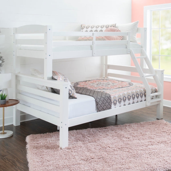 Angled Ladder White Bunk Bed Twin Over Full Transitional