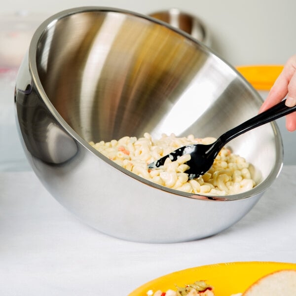 Angled Serving Bowl, Polished Metal, Contemporary Kitchen Centerpiece