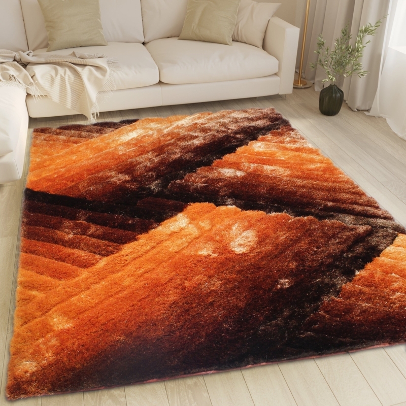 Area Rug: Abstract 3D Carved Pile, Modern Multi Tonal Earthy Decor