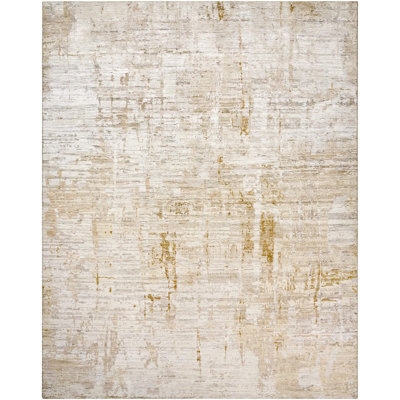 Area Rug, Abstract Blue Watercolor Pattern, Silk-Like Lustrous Finish