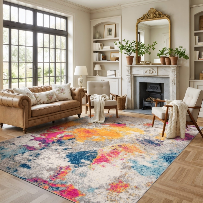 Area Rug: Abstract Design for Modern Reading Nook Styling Ideas