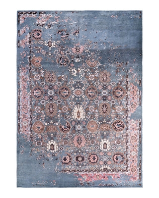 Area Rug Abstract Gray Styling Silk Wool Blend Large Scale