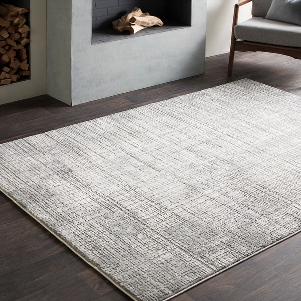 Area Rug Abstract Grey Tonal Pattern Contemporary Low Pile Cream