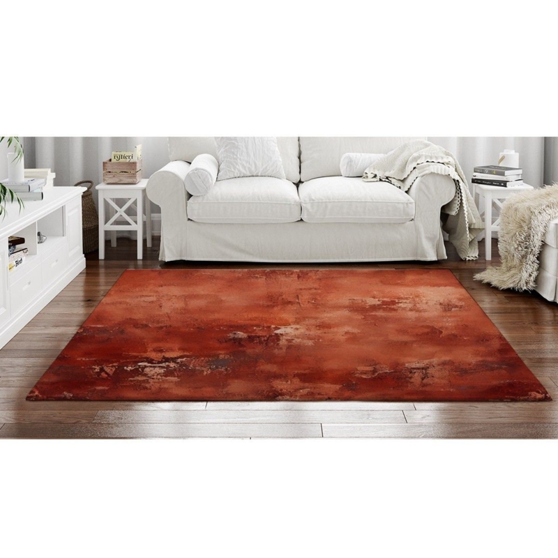 Area Rug Abstract Grunge Texture Distressed Terracotta Modern Industrial