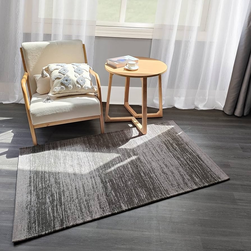 Area Rug, Abstract Linear Stripe Charcoal, Contemporary Minimalist