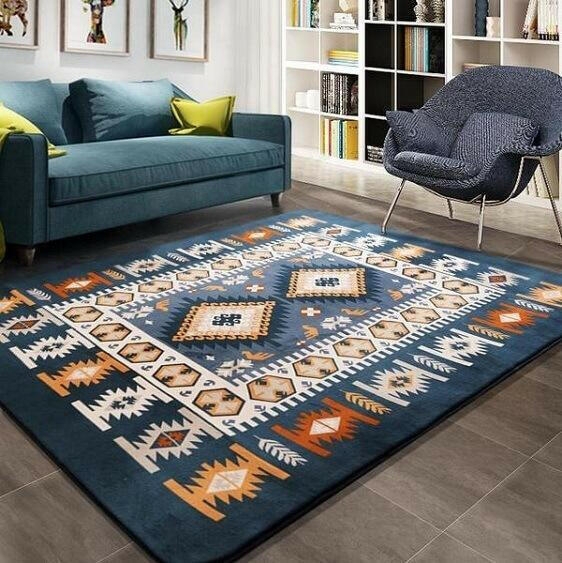 Area Rug Abstract Overlapping Geometric Shapes, Earth Tone Floor Covering