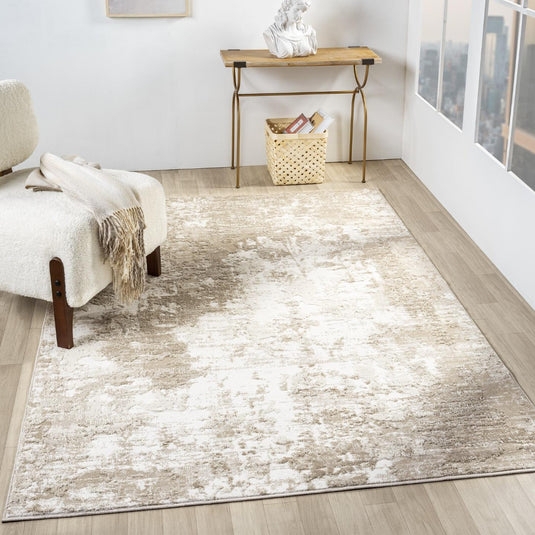 Area Rug Abstract Painterly High Low Pile Multi Color