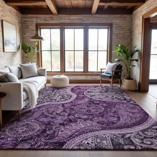 Area Rug Abstract Pattern Marble Effect Low Pile Swirled Texture
