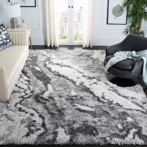 Area Rug Abstract Shag Design Square Shape Plush Modern Square Shag Rug