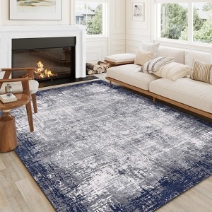 Area Rug Abstract Teal Design Watercolor Effect Modern Living Room