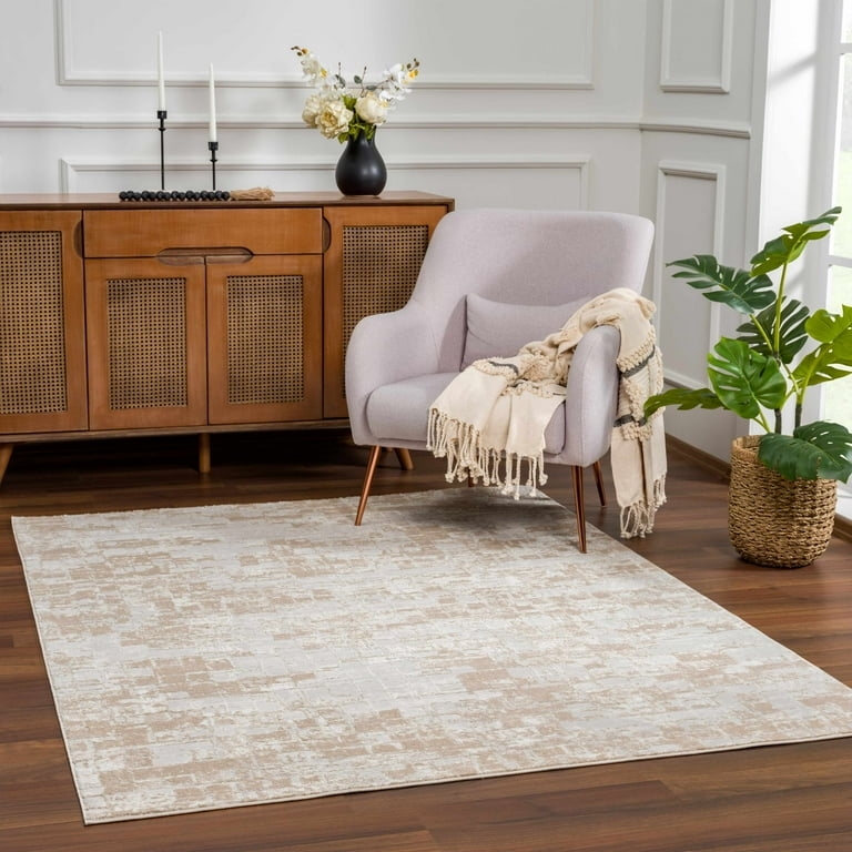 Area Rug Abstract Tiled Pattern Neutral Earth Tones Bohemian Decor