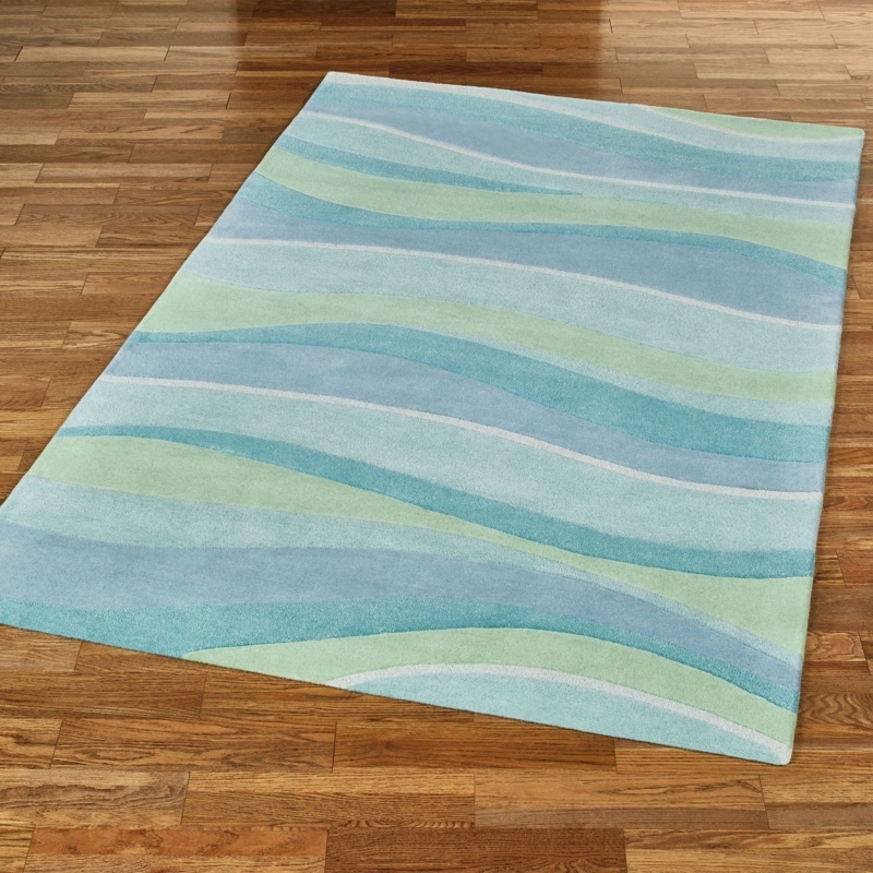 Area Rug: Abstract Wave Pattern in Multi-Tonal Blues