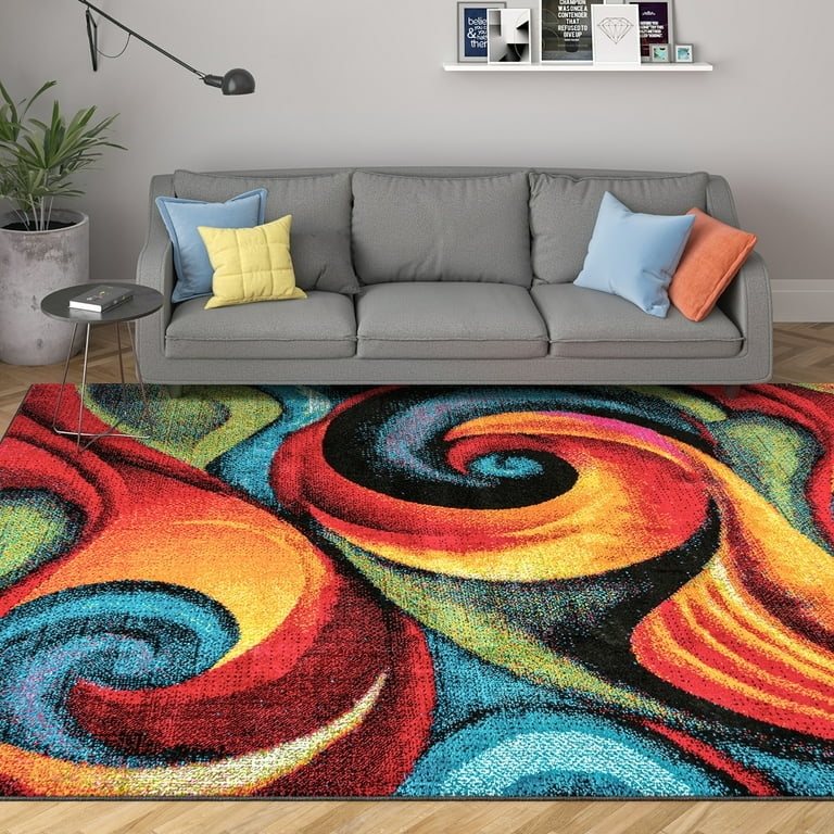 Area Rug Artistic Splash Pattern Multi-Color Abstract Design