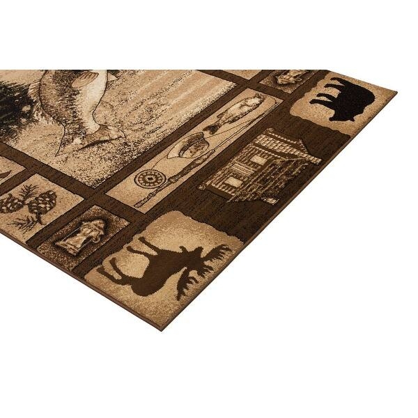 Area Rug Bear Hunting Design Southwestern Pattern Cabin