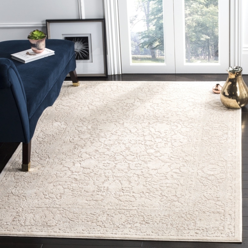 Area Rug Beige Cream Palette Distressed Traditional Pattern Vintage
