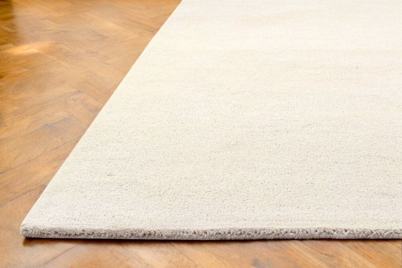 Area Rug Beige Hand Tufted Wool Like Looped Scandinavian