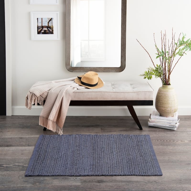 Area Rug Bleached Jute Rug For Entryway Chunky Braid Coastal Style