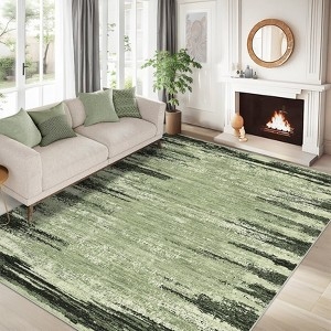 Area Rug Blue Cream Painterly Abstract