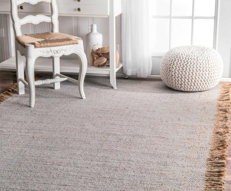Area Rug Bohemian Cream Braided Tassels Hand Woven Look Flatweave