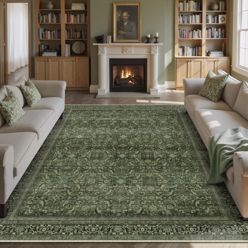 Area Rug Boho Distressed Oriental Medallion Non Slip Low Pile