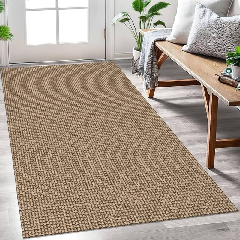 Area Rug Boho Geometric Braided Weave Tribal Pattern Orange Tan
