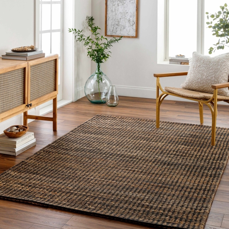 Area Rug Bold Geometric Pattern Tasseled Fringe Scandinavian High Pile