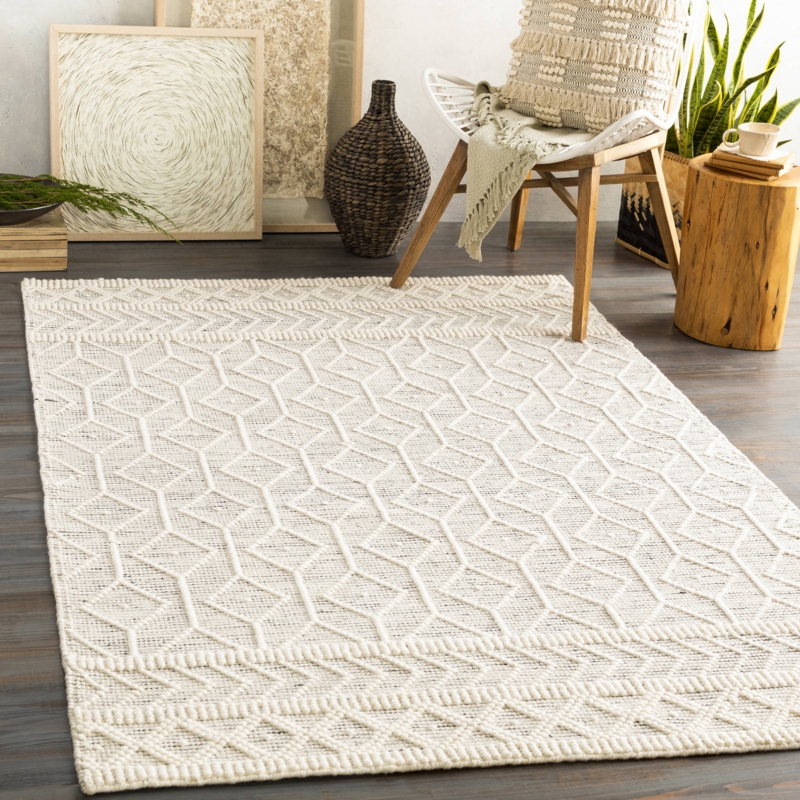 Area Rug Braided Stripes High Low Looped Texture Bohemian Hygge