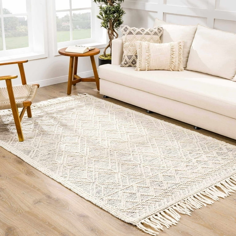 Area Rug Bubble Weave Moroccan Trellis High Low Gray Boho Farmhouse