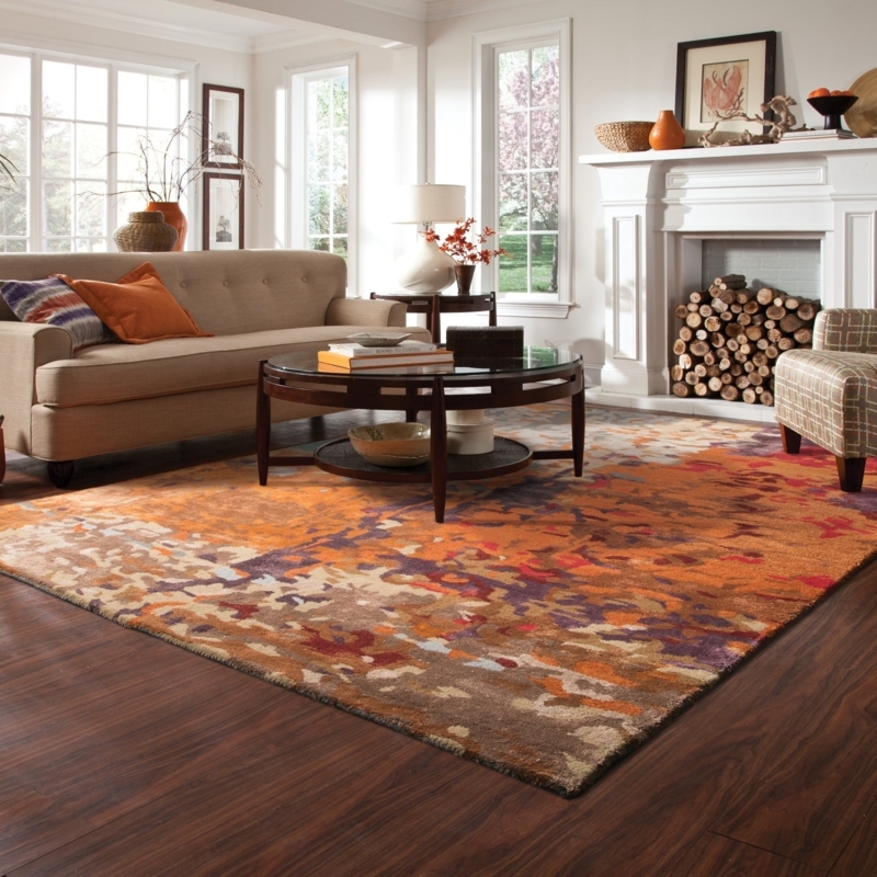 Area Rug: Celestial Abstract Galaxy Motif, Rust And Navy Modern Design