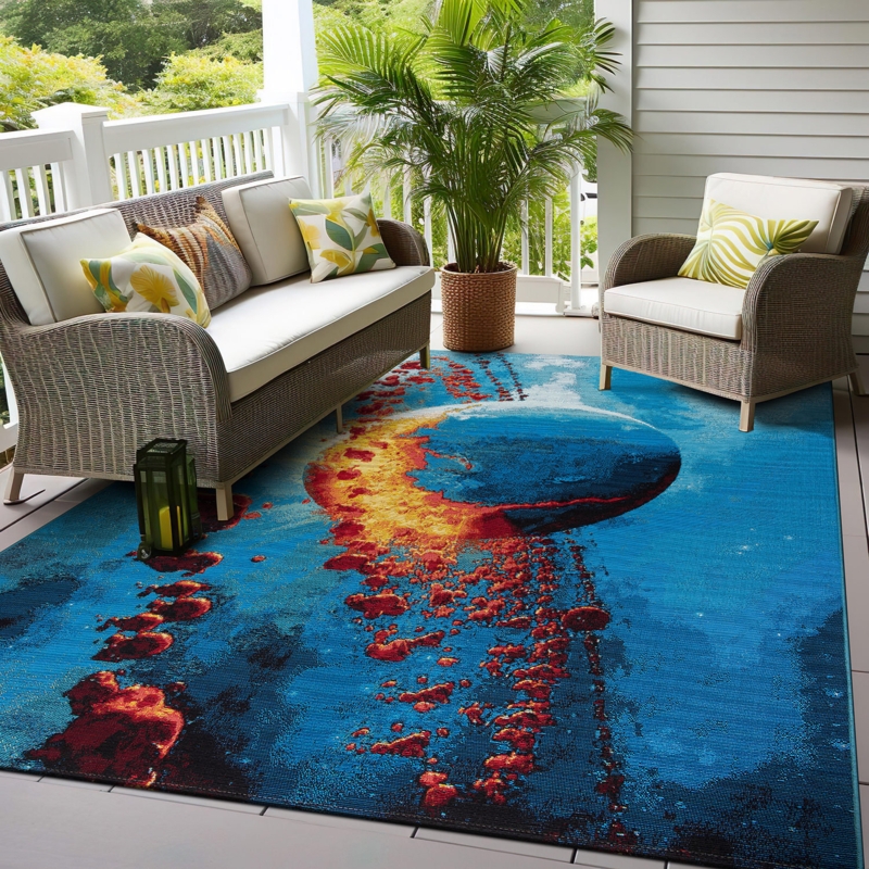 Area Rug Celestial Galaxy Print Indoor Outdoor Eclectic Decor