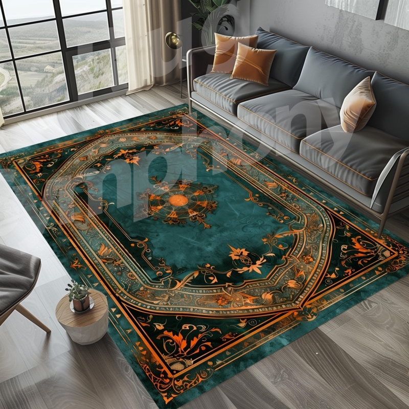 Area Rug Celtic Geometric Design Ornate Border Traditional Bohemian