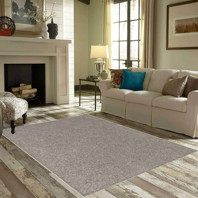 Area Rug Charcoal Grey Shaggy Texture High Pile Cozy Plush