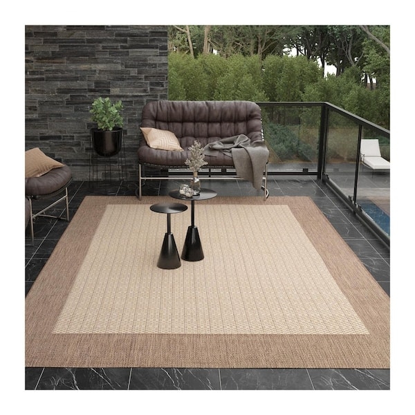 Area Rug Checkered Field Pattern Flatweave Durable