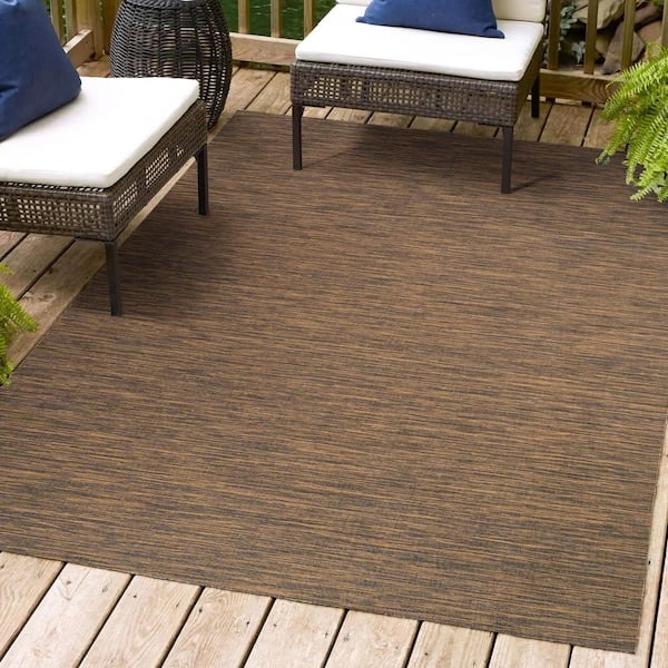 Area Rug, Chocolate Brown, Solid Color, Low Profile Edge, Minimalist