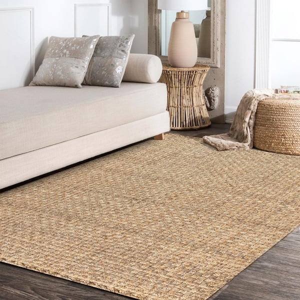 Area Rug Chunky Boucle Weave Natural Jute Minimalist Decor