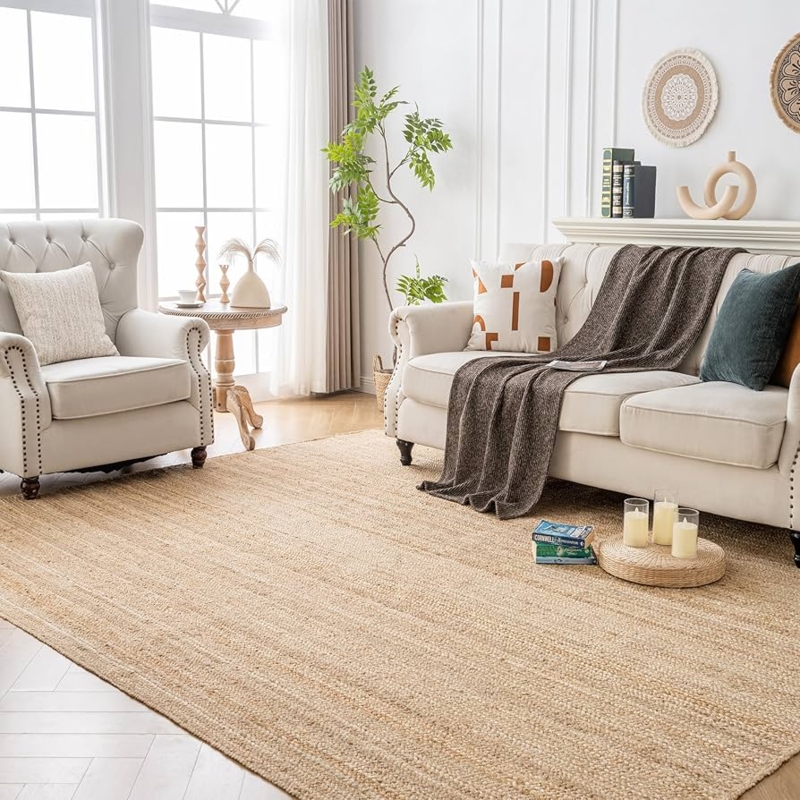 Area Rug, Chunky Braided Natural Fiber, Earthy Living Room Decor