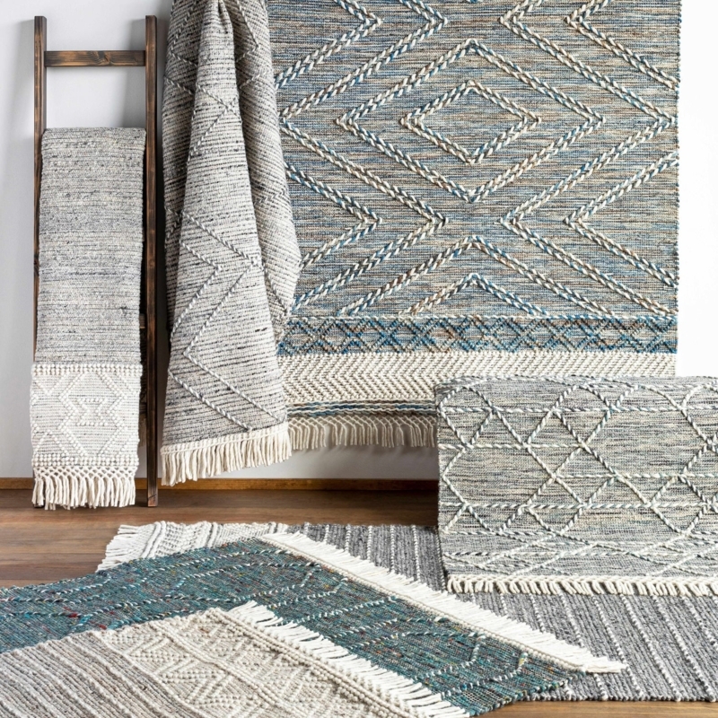 Area Rug Chunky Braided Texture Tassel Fringe Boho Neutral Decor