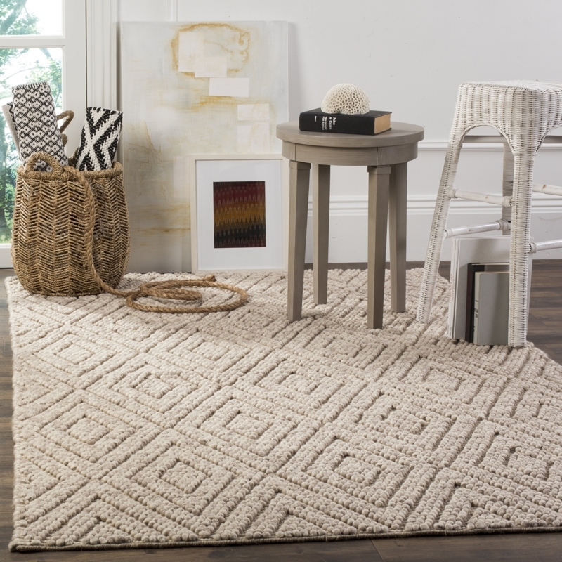 Area Rug Chunky Nubby Wool-Like Beige, Organic Modern Living Room Rug